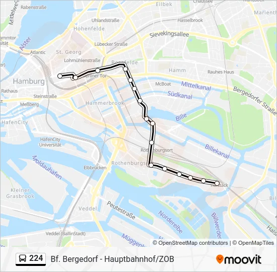 Автобус 224: карта маршрута