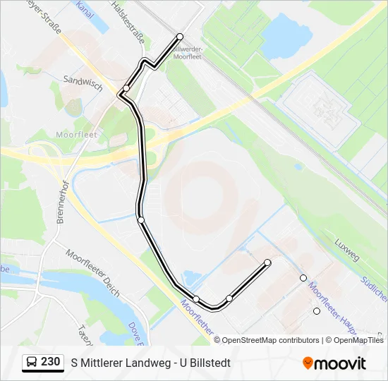 Автобус 230: карта маршрута