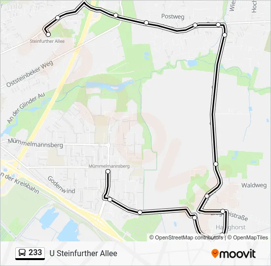 Автобус 233: карта маршрута