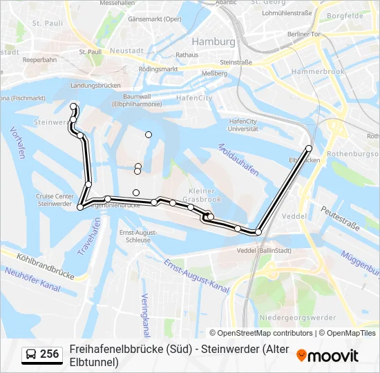 Автобус 256: карта маршрута