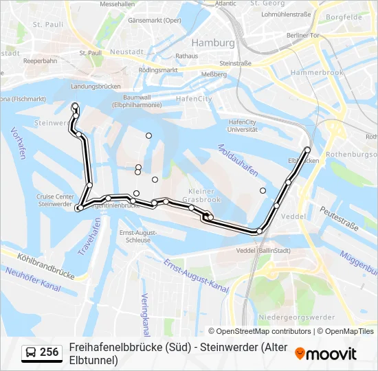 Автобус 256: карта маршрута