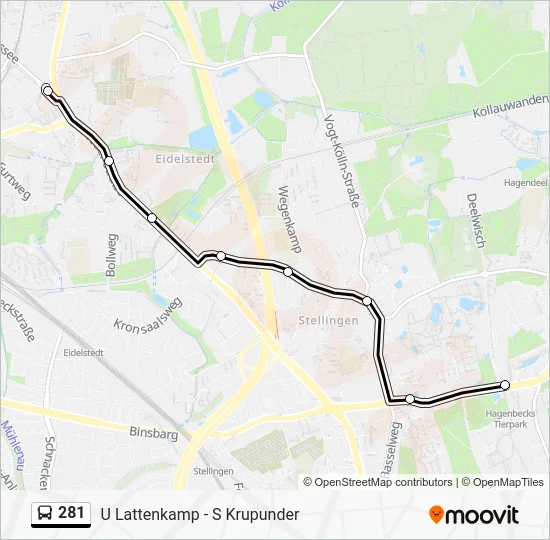 Автобус 281: карта маршрута