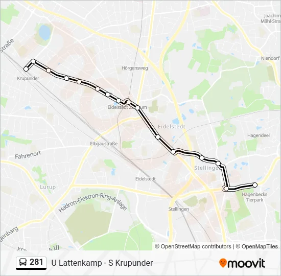Автобус 281: карта маршрута