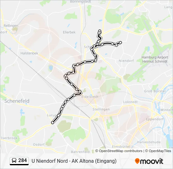 Автобус 284: карта маршрута