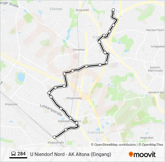 Автобус 284: карта маршрута