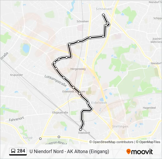 Автобус 284: карта маршрута