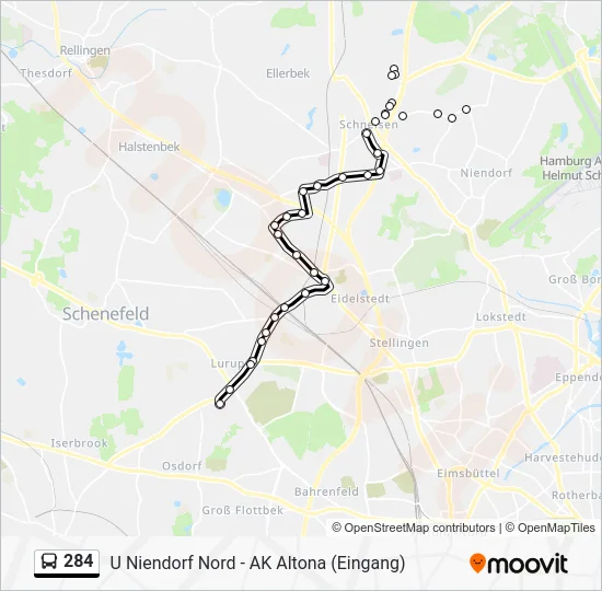 Автобус 284: карта маршрута