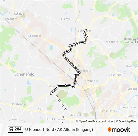 Автобус 284: карта маршрута