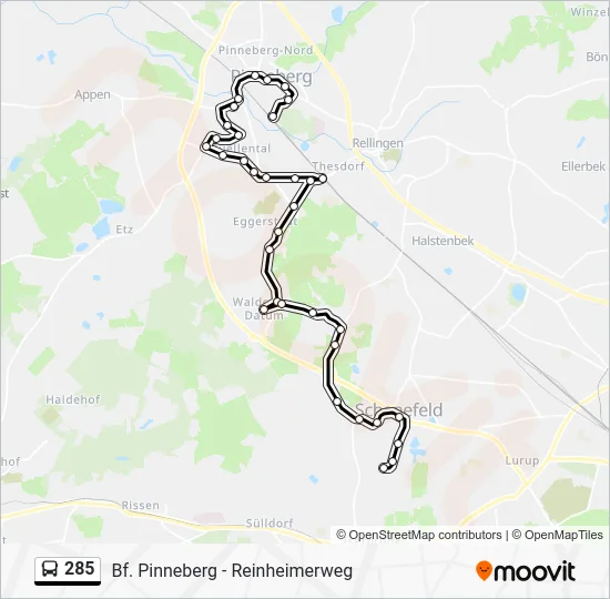 Автобус 285: карта маршрута