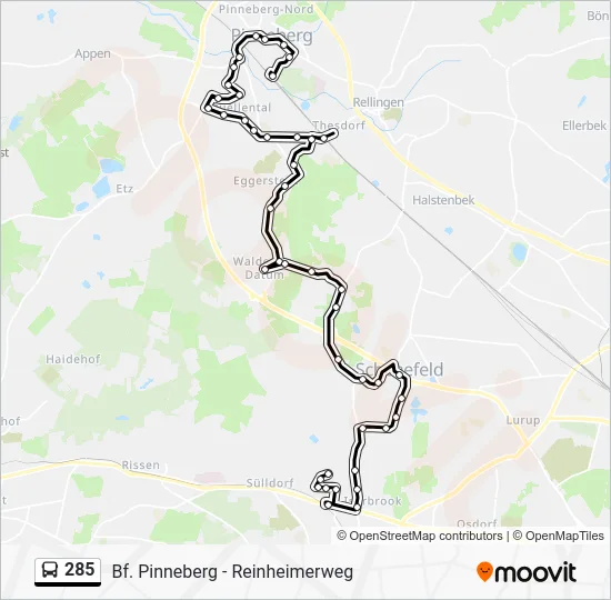 Автобус 285: карта маршрута