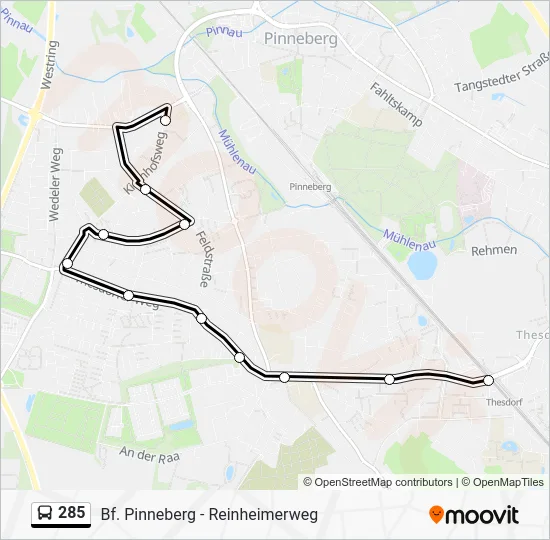 Автобус 285: карта маршрута