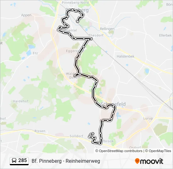 Автобус 285: карта маршрута