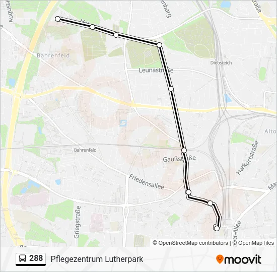 Автобус 288: карта маршрута