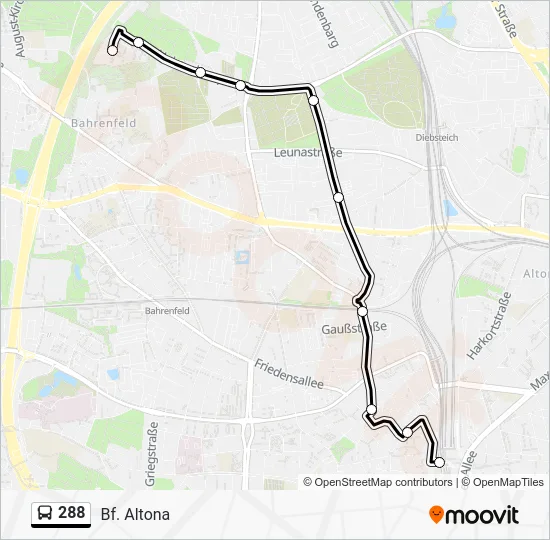 Автобус 288: карта маршрута