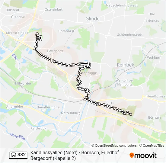 Автобус 332: карта маршрута