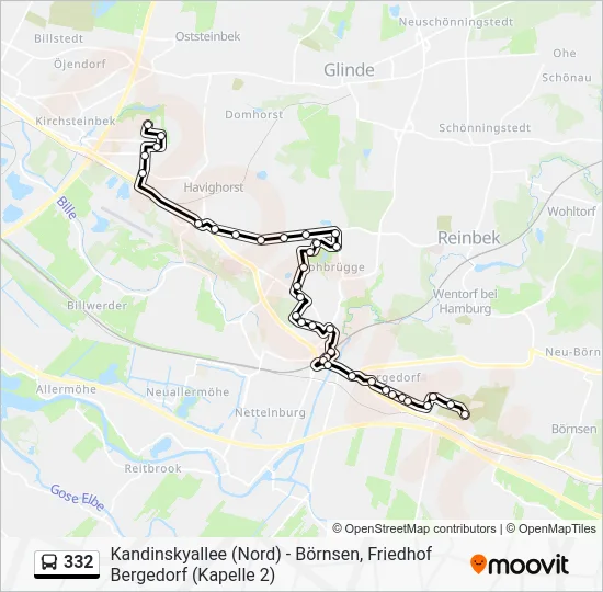 Автобус 332: карта маршрута