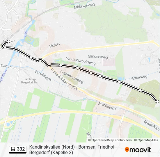 Автобус 332: карта маршрута