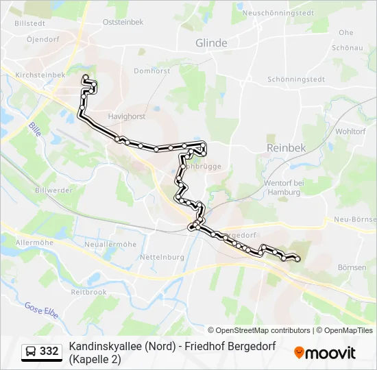 Автобус 332: карта маршрута