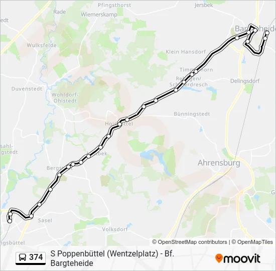 Автобус 374: карта маршрута