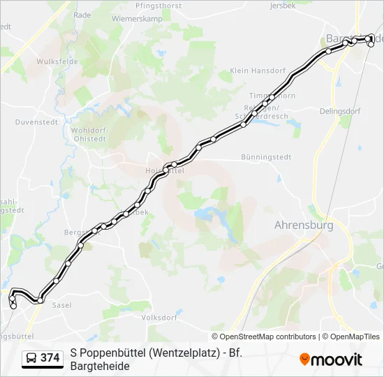 Автобус 374: карта маршрута