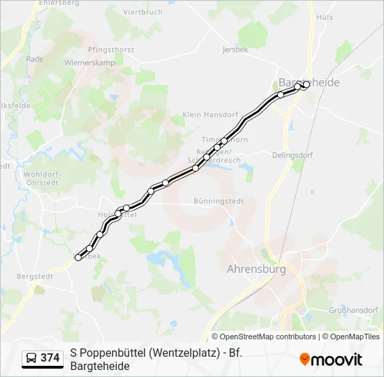 Автобус 374: карта маршрута