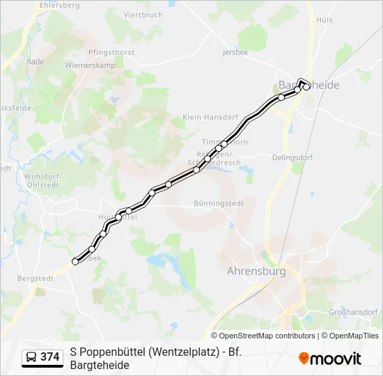 Автобус 374: карта маршрута