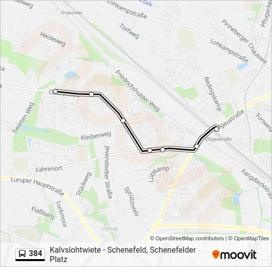 Автобус 384: карта маршрута