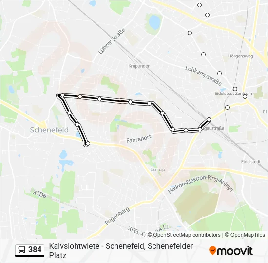 Автобус 384: карта маршрута