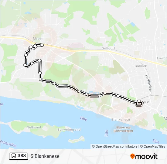 Автобус 388: карта маршрута
