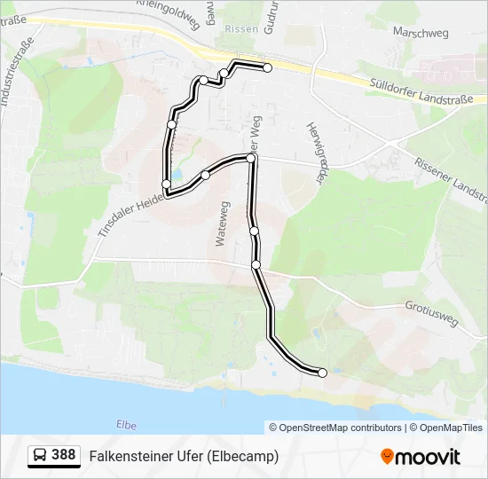 Автобус 388: карта маршрута