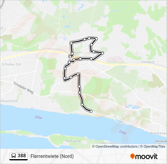 Автобус 388: карта маршрута