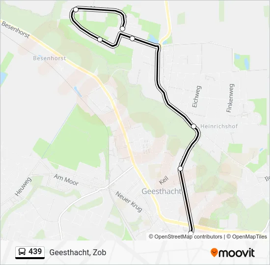 Автобус 439: карта маршрута