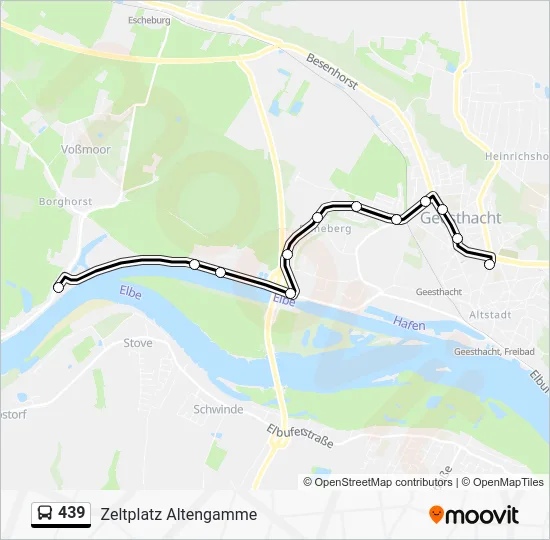 Автобус 439: карта маршрута