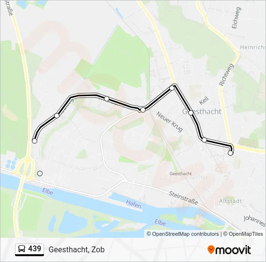 Автобус 439: карта маршрута