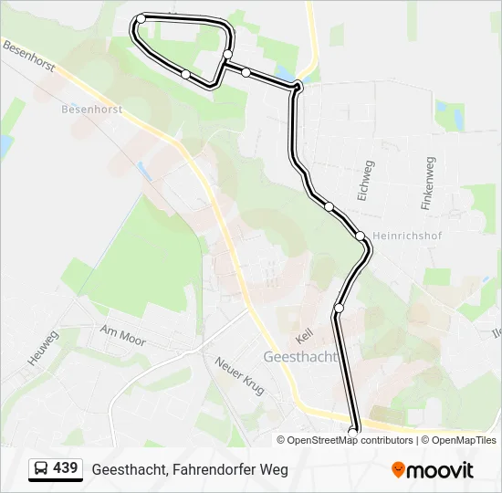 Автобус 439: карта маршрута