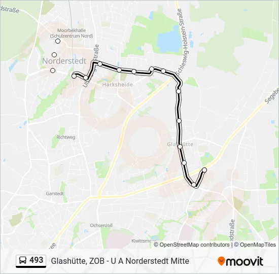 Автобус 493: карта маршрута