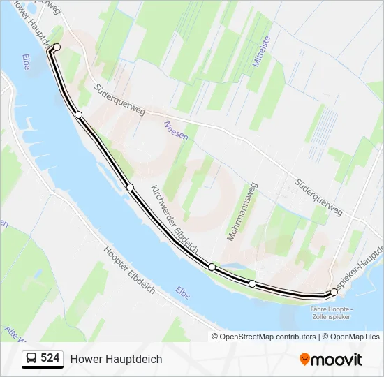 Автобус 524: карта маршрута