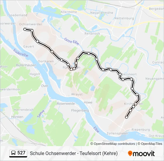 Автобус 527: карта маршрута