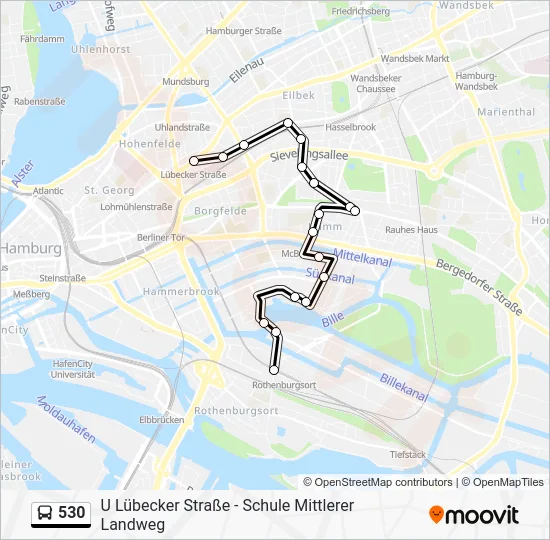 Автобус 530: карта маршрута