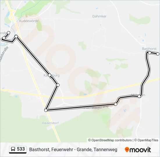 Автобус 533: карта маршрута