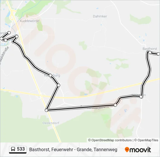 Автобус 533: карта маршрута