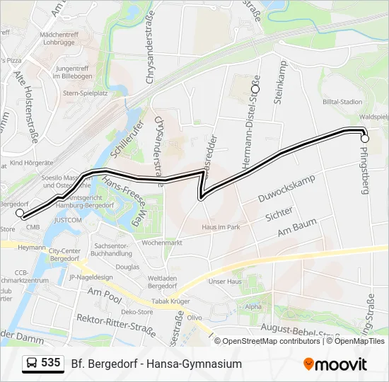 Автобус 535: карта маршрута
