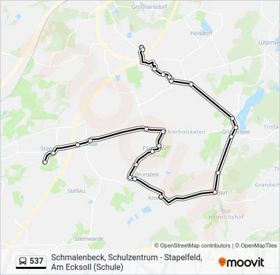 Автобус 537: карта маршрута