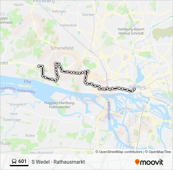 Автобус 601: карта маршрута