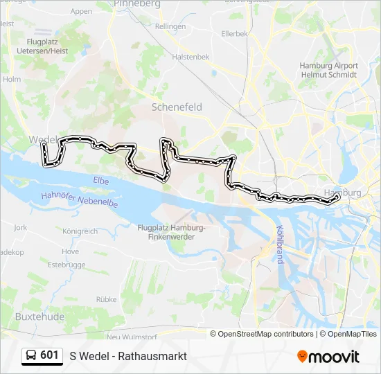 Автобус 601: карта маршрута