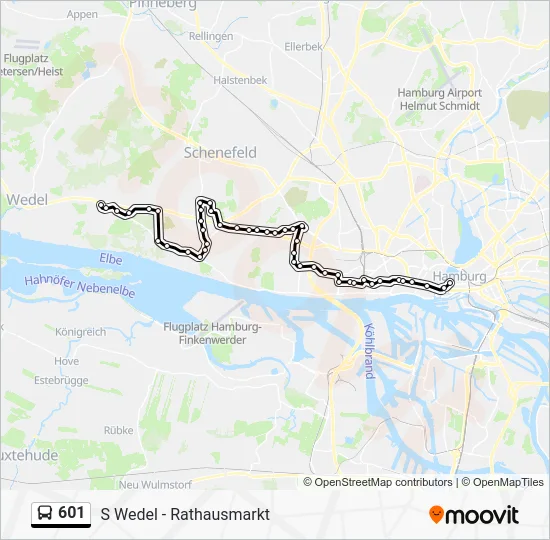 Автобус 601: карта маршрута