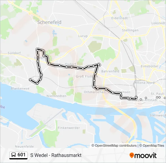 Автобус 601: карта маршрута