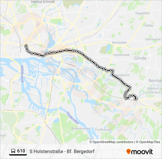 Автобус 610: карта маршрута