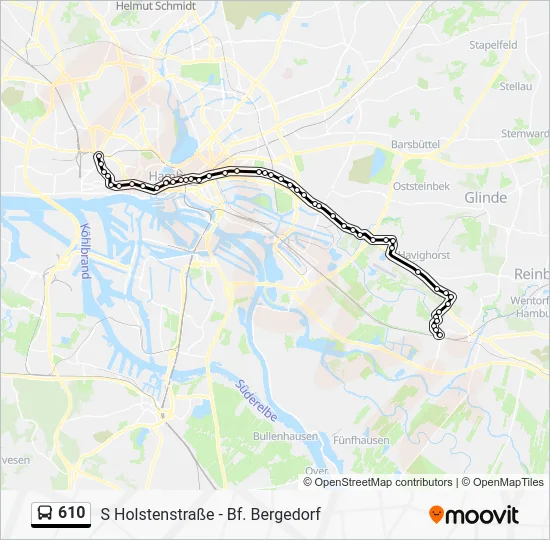 Автобус 610: карта маршрута