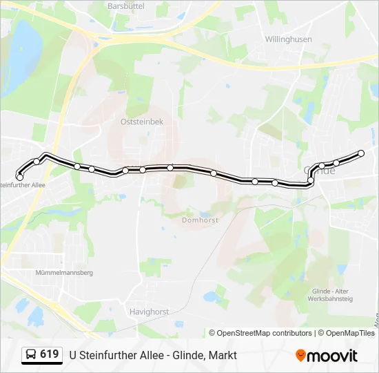 Автобус 619: карта маршрута